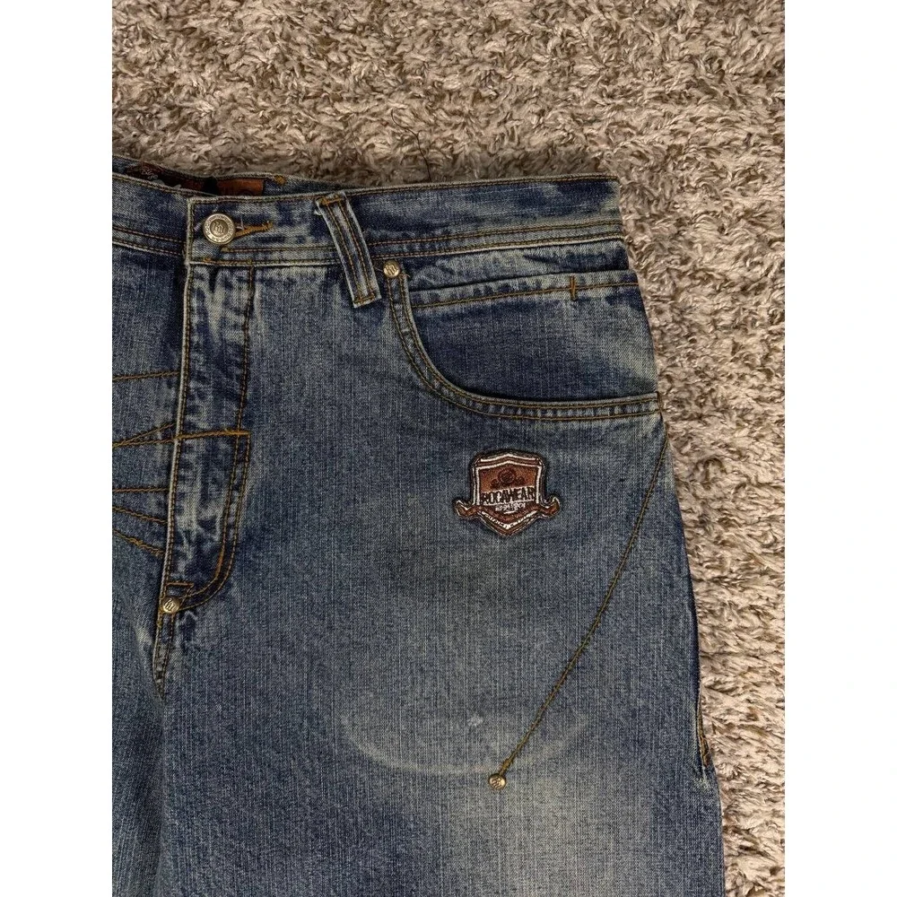 Vintage Rocawear Y2K Baggy Jeans Hip Hop Panel Seam Patched Faded Denim Size 36